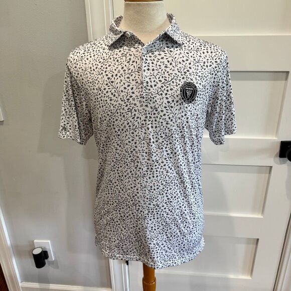Miami FC Performance Polo Shirt. Medium. Black/White floral print. - Picture 2 of 8